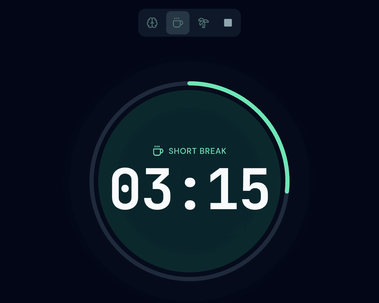 مؤقت SteadyGaze خلال استراحة قصيرة، يُظهر 03:15 متبقية
